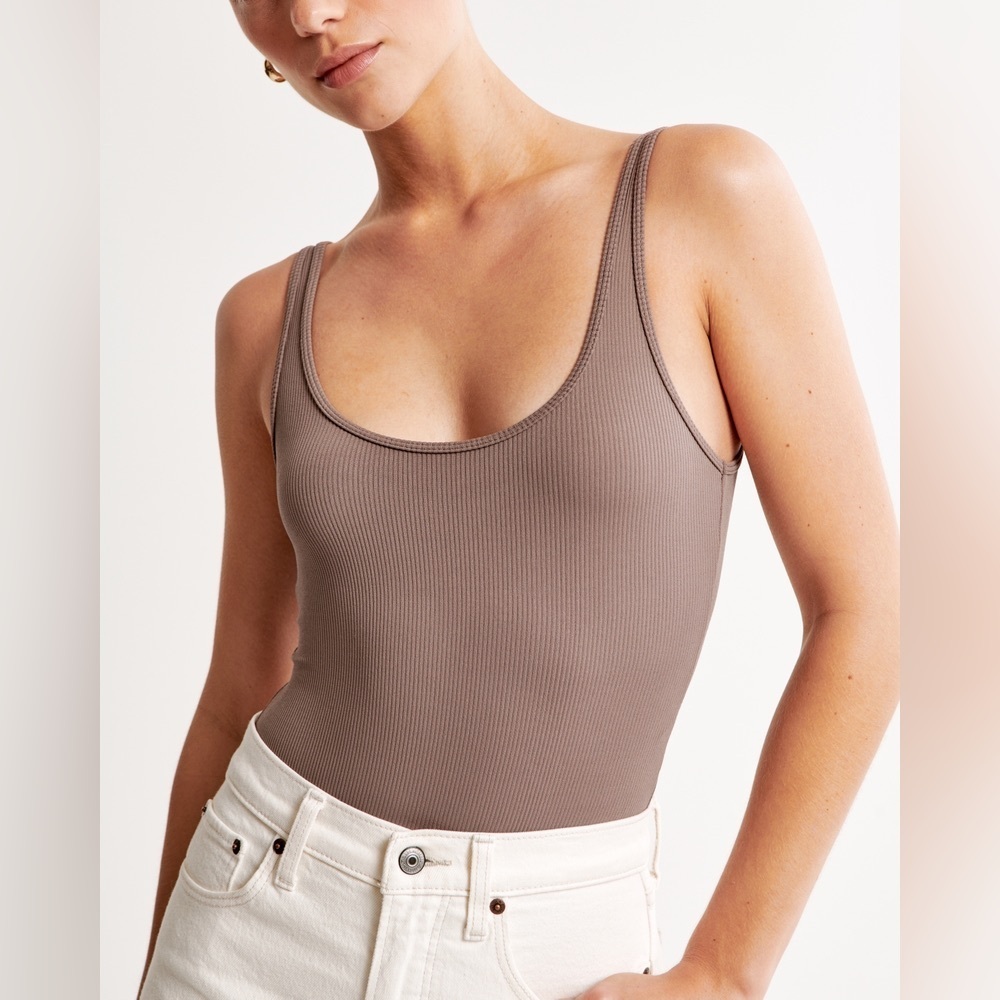 NWT Abercrombie Cotton Ribbed Seamless Squareneck Bodysuit